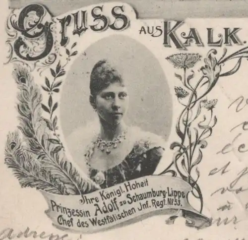 ALTE POSTKARTE GRUSS AUS KALK CASINO CASERNE PRINZESSIN ADOLF ZU SCHAUMBURG LIPPE KÖLN cpa Ansichtskarte AK postcard