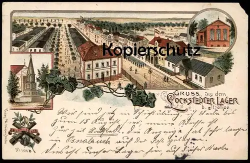 ALTE LITHO POSTKARTE GRUSS AUS DEM LOCKSTEDTER LAGER 1905 BEI ITZEHOE Kasernen Ansichtskarte postcard cpa