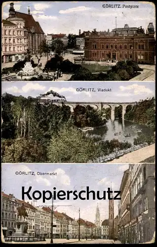 ALTE POSTKARTE GÖRLITZ POSTPLATZ VIADUKT MIT DAMPFLOK OBERMARKT Zgorzelec Lokomotive AK Ansichtskarte postcard cpa
