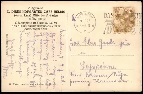 ALTE POSTKARTE MÜNCHEN FRAUENKIRCHE THEATINERKIRCHE RATHAUS U. PETERSTURM ODEONSPLATZ MIT FELDHERRNHALLE cpa AK