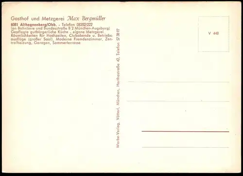 ÄLTERE POSTKARTE ALTHEGNENBERG GASTHOF UND METZGEREI MAX BERGMÜLLER Mammendorf Mercedes Ansichtskarte postcard cpa AK