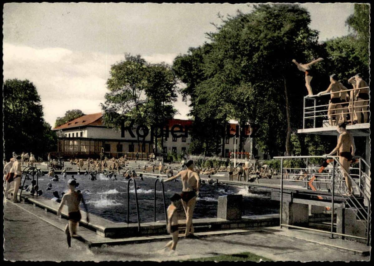 ÄLTERE POSTKARTE WAHNHEIDE LAGERSCHWIMMBAD KÖLN Bad Freibad Kaserne