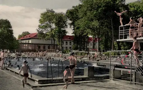 ÄLTERE POSTKARTE WAHN-HEIDE LAGER-SCHWIMMBAD KÖLN Bad Freibad Kaserne piscine swimming pool Ansichtskarte postcard cpa