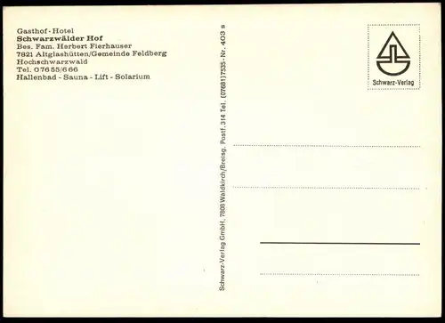 ÄLTERE POSTKARTE ALTGLASHÜTTEN GASTHOF-HOTEL SCHWARZWÄLDER HOF Feldberg postcard Ansichtskarte cpa AK