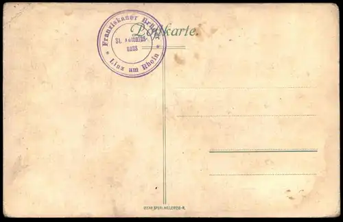 ALTE POSTKARTE LINZ AM RHEIN MIT DEM KAISERSBERG STEMPEL ANSTALT MIT SCHULE DER FRANZSIKANER FÜR GEISTESSCHWACHE AK cpa