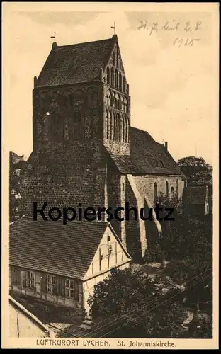 ALTE POSTKARTE LUFTKURORT LYCHEN 1925 ST. JOHANNISKIRCHE Kirche St. Johannis Fachwerkhaus Ansichtskarte postcard AK cpa