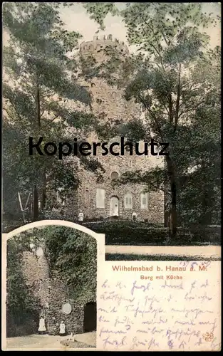 ALTE POSTKARTE WILHELMSBAD BEI HANAU AM MAIN BURG MIT KÜCHE castle chateau postcard Ansichtskarte AK cpa