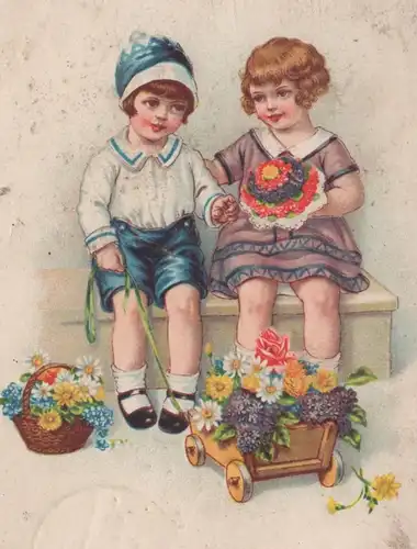 ALTE POSTKARTE HERZLICHEN GLÜCKWUNSCH ZUM NAMENSTAGE NAMENSTAG Kinder enfants children Ansichtskarte postcard AK cpa