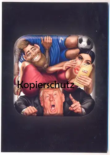 POSTKARTE DONALD TRUMP KIM KARDASHIAN PIERRE EMERICK AUBAMEYANG EDGAR WERBEKARTE N-TV Ansichtskarte postcard AK cpa