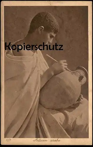 ALTE POSTKARTE ARTISAN ARABE JUNGE VERZIERT VASE KRUG MALER Mann boy man cpa AK Ansichtskarte postcard