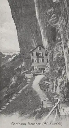 ALTE MINI POSTKARTE GASTHAUS AESCHER WILDKIRCHLI Schwende Weissbad Schweiz Suisse Helvetia Appenzell Ansichtskarte