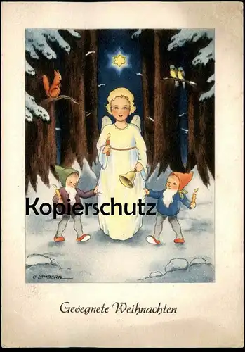 ALTE KÜNSTLER POSTKARTE WEIHNACHTEN ZWERG ZWERGE CHRISTKIND ENGEL dwarfs squirrel nains angel postcard cpa G. Lambertz