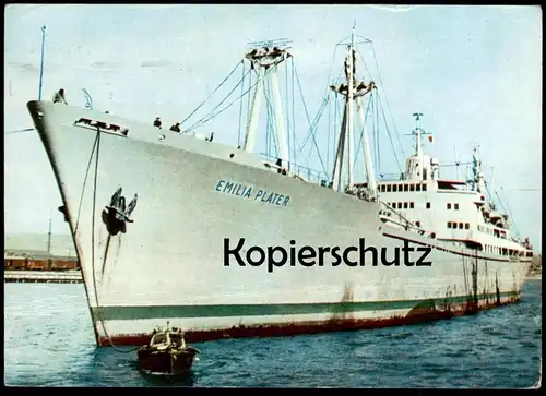 ÄLTERE POSTKARTE SCHIFF M/S EMILIA PLATER Stempel Danzig Gdansk Frachtschiff ship Ansichtskarte cpa AK postcard