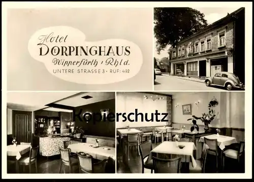 ALTE POSTKARTE HOTEL DOERPINGHAUS WIPPERFÜRTH RHEINLAND VW KÄFER Ansichtskarte cpa AK postcard