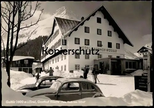 ÄLTERE POSTKARTE GALTÜR 1600 M I. TIROL GASTHOF RÖSSLE Ski Skier Skiing VW Käfer Winter Citroen ? postcard Ansichtskarte