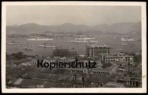 ALTE POSTKARTE HONGKONG VIEW FROM THE PEAK Hong Kong China Chine Kriegsschiff war ship cpa AK Ansichtskarte postcard