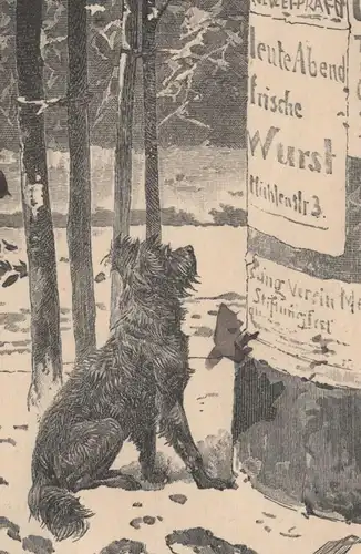 ALTE POSTKARTE TIERSCHUTZ BERLIN 1.11.11 L. UNKENBRAND HUNGRIGER HUND POLIZEI PLAKAT dog chien Ansichtskarte postcard