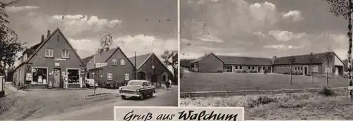 ÄLTERE POSTKARTE GRUSS AUS WALCHUM KREIS ASCHENDORF-HÜMMLING HEINRICH NIE DEA TANKSTELLE Kanal Schiff postcard cpa