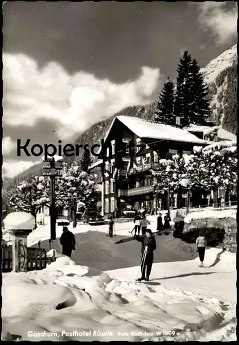 ÄLTERE POSTKARTE GASCHURN POSTHOTEL RÖSSLE Ski skiing Briefmarke Drache stamp dragon winter postcard AK Ansichtskarte