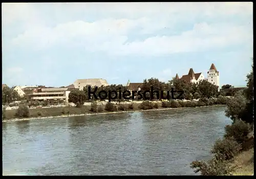 ÄLTERE POSTKARTE INGOLSTADT DONAU STADTANSICHT MIT SCHLOSS UND STADTTHEATER chateau castle postcard cpa AK Ansichtskarte