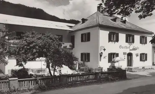 ÄLTERE POSTKARTE GASTHOF LINDE RIED 877 M TIROL SCHILD GÖSSER BIER TAXI JOPA postcard cpa AK Ansichtskarte