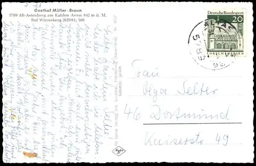 ÄLTERE POSTKARTE ASTENBERG HOCHSAUERLAND 842 M Ü. M. BLICK ZUM HOHEN KNOCHEN Winterberg cpa AK postcard Ansichtskarte