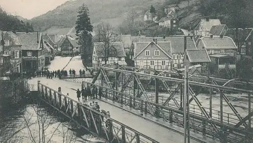 ALTE POSTKARTE UNTER-BURG AN DER WUPPER BEI DER ÜBERSCHWEMMUNG 5. FEBRUAR 1909 SOLINGEN HOCHWASSER Flut flood postcard
