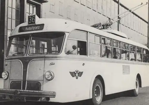 ÄLTERE POSTKARTE BILDSERIE OMNIBUS KÖLN OBERLEITUNGSBUS OBUS LINIE 36 UNI RUDOLFPLATZ 1950 BIS 1959 Bus Henschel ?