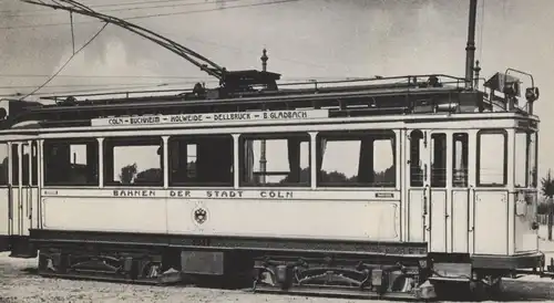 ÄLTERE POSTKARTE BILDSERIE VORORTBAHN KÖLN ERSTE VIERACHSIGE SERIE VORORTBAHNTRIEBWAGEN BAUJAHR 1906 BUCHHEIM HOLWEIDE