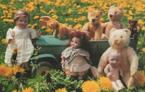 ÄLTERE POSTKARTE TEDDYBÄR TEDDY BÄR PUPPE AUKTION H. POESTGENS ÜBACH-PALENBERG bear ours doll cpa Ansichtskarte postcard