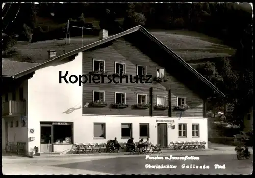 ÄLTERE POSTKARTE PENSION- UND JAUSENSTATION OBERLADSTÄTTER GALLZEIN TIROL Genbach Motorrad cpa AK Ansichtskarte postcard