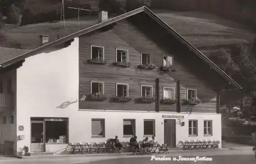 ÄLTERE POSTKARTE PENSION- UND JAUSENSTATION OBERLADSTÄTTER GALLZEIN TIROL Genbach Motorrad cpa AK Ansichtskarte postcard