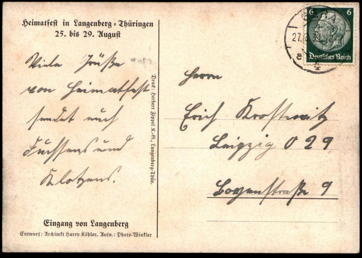 ALTE POSTKARTE LANGENBERG HEIMATFEST Gera cpa AK postcard