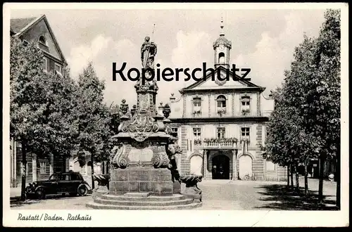 ALTE POSTKARTE RASTATT BADEN RATHAUS oldtimer altes Auto old car Ansichtskarte cpa AK postcard