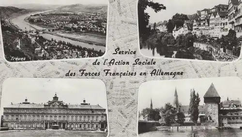 ALTE POSTKARTE SERVICE DE L'ACTION SOCIALE DES FORCES FRANCAISES EN ALLEMAGNE timbre franchise militaire C.T.M.N1 Base