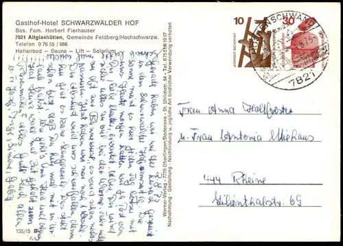 ÄLTERE POSTKARTE GASTHOF-HOTEL SCHWARZWÄLDER HOF ALTGLASHÜTTEN SCHWARZWALD AK Ansichtskarte cpa postcard