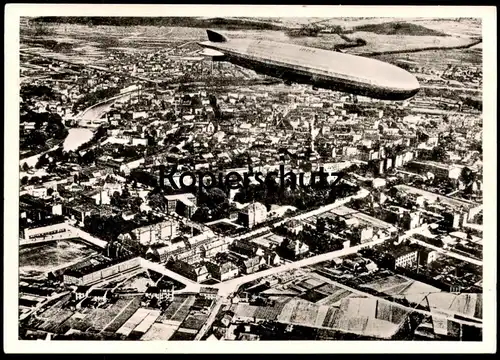 ÄLTERE REPRO POSTKARTE LUFTSCHIFF GRAF ZEPPELIN ÜBER RATIBOR Raciborz airship Ansichtskarte AK