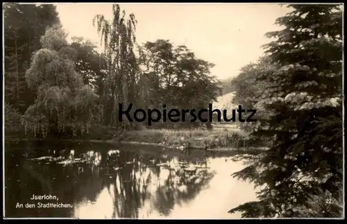 ALTE POSTKARTE ISERLOHN AN DEN STADTTEICHEN 1936 Weide Stadtteich Teich Ansichtskarte postcard cpa AK