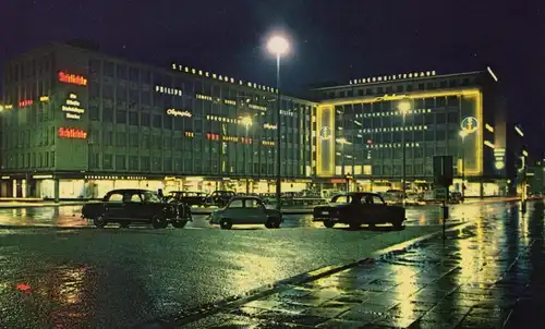ÄLTERE POSTKARTE BIELEFELD BEI NACHT LEINEWEBERHAUS by night la nuit cpa Ansichtskarte postcard AK
