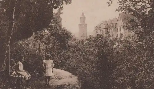 ALTE POSTKARTE IDSTEIN TAUNUS BLICK VOM TIERGARTEN KINDER KIND Mädchen enfants children girls cpa Ansichtskarte postcard