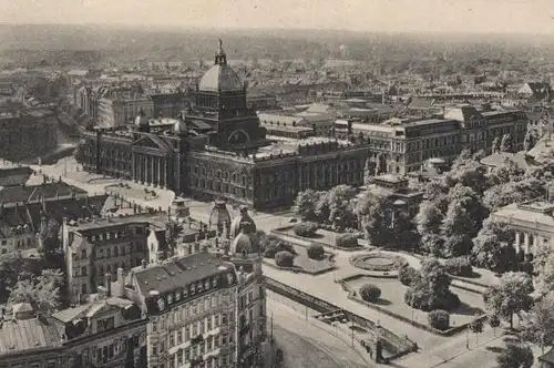 ALTE POSTKARTE REICHSMESSESTADT LEIPZIG BLICK NACH DEM REICHSGERICHT PANORAMA cpa Ansichtskarte postcard AK