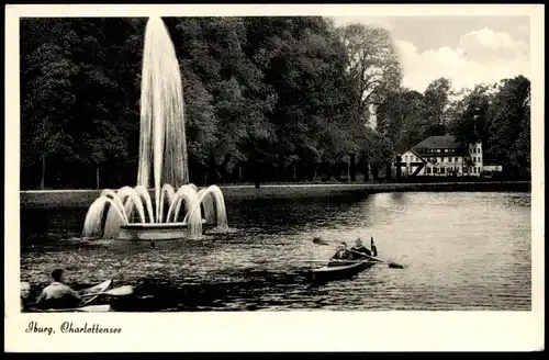 ÄLTERE POSTKARTE IBURG CHARLOTTENSEE BOOT BOOTE Niedersachsen Fontaine fountain Bad cpa Ansichtskarte postcard AK