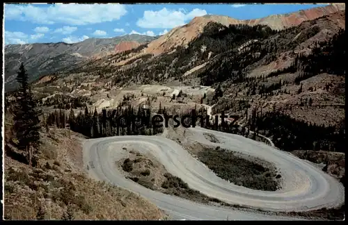 ÄLTERE POSTKARTE HAIRPIN TURNS ON THE MILLION DOLLAR HIGHWAY IN ITS CLIMB UP RED MOUNTAIN PASS motorway cpa AK