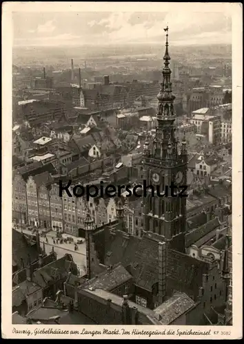 ALTE POSTKARTE DANZIG 1944 GIEBELHÄUSER AM LANGEN MARKT IM HINTERGRUND DIE SPEICHERINSEL Gdansk cpa AK postcard