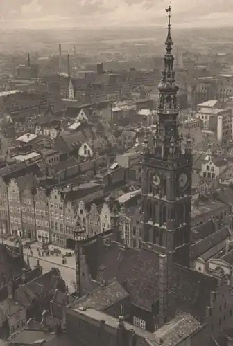 ALTE POSTKARTE DANZIG 1944 GIEBELHÄUSER AM LANGEN MARKT IM HINTERGRUND DIE SPEICHERINSEL Gdansk cpa AK postcard