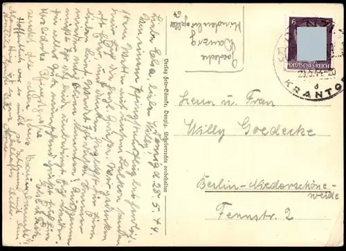 ALTE POSTKARTE DANZIG 1944 GIEBELHÄUSER AM LANGEN MARKT IM HINTERGRUND DIE SPEICHERINSEL Gdansk cpa AK postcard