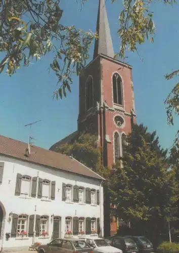 ÄLTERE POSTKARTE BAUDENKMAL IN BARDENBERG MIT PFARRKIRCHE ST. PETER UND PAUL SPD WÜRSELEN PARTEI cpa AK postcard