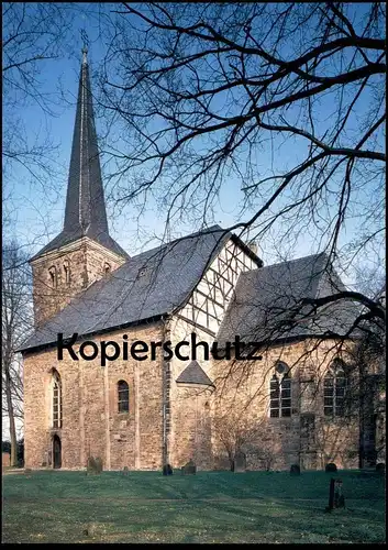 ÄLTERE POSTKARTE EVANGELISCHE DORFKIRCHE BOCHUM-STIEPEL UM 1008 KIRCHE FRESKO Ansichtskarte cpa AK postcard