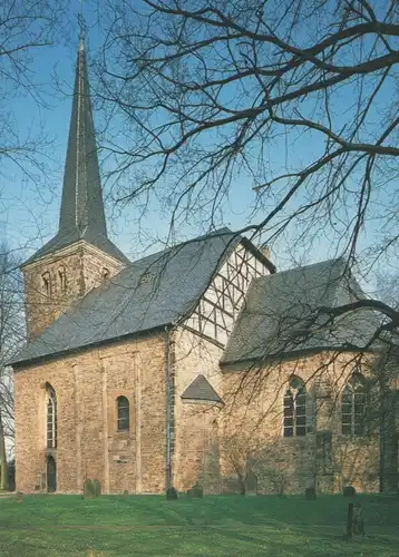 ÄLTERE POSTKARTE EVANGELISCHE DORFKIRCHE BOCHUM-STIEPEL UM 1008 KIRCHE FRESKO Ansichtskarte cpa AK postcard