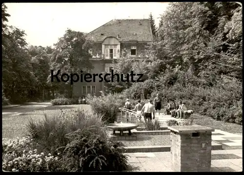 ÄLTERE POSTKARTE BAD GOTTLEUBA KLINIK-SANATORIUM WASSERTRETANLAGE UND STATION 7 DDR BRIEFMARKE X. WELTFEST-SPIELE Kneipp